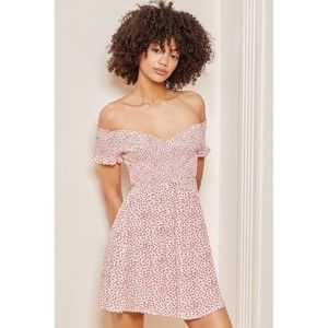 Lulus Women's Medium ‘Flirt It Up’ Off The Shoulder Mini Dress Red Floral NWOT